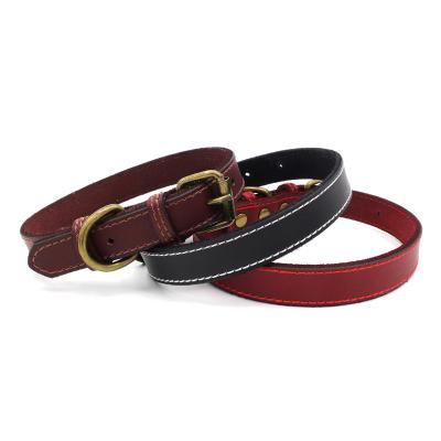 China Wholesale Pet Cowhide Pet Collar Hardware Accessories Pure Leather DETACHED Bronze Collar Pet Supplies for sale