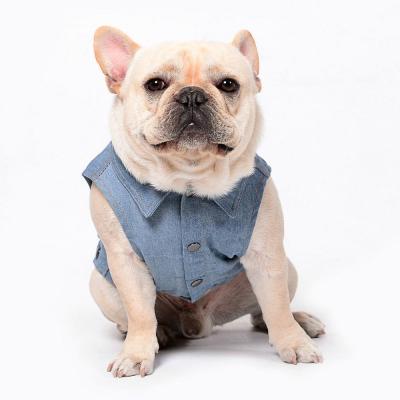 China New Viable Summer Dog T-shirt Wash Denim T-shirt Embroidery Dog Apparel Casual Wholesale for sale