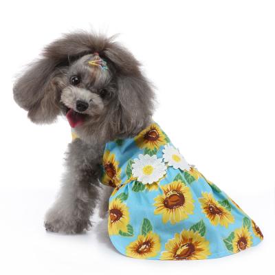 China Sustainable Holiday Theme Dog Dresses For Birthday Dog Clothes Blue Holiday Theme Dresses Sunflower Dog Products Clothes for sale