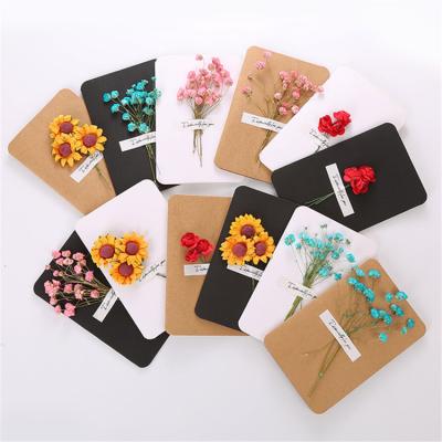 China New Europe Styles Dry Flowers New Year Greeting Cards Invitation Card With Envelope for sale