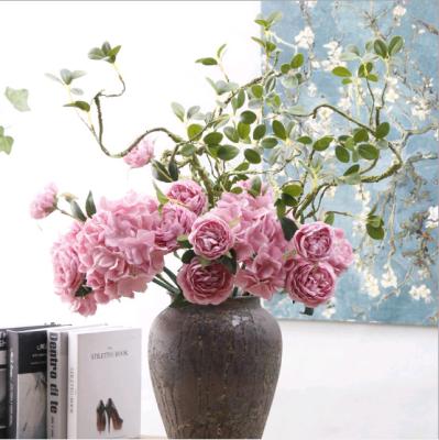 China Artificial Flower Western European Manufacturers Peony Core 3 Rose Home Decoration Wedding Wall for sale