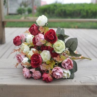 China Wedding Decoration Rose Flower Artificial Flower For Wedding Wall Stage Decoration To Wedding Bridal Bouquet for sale