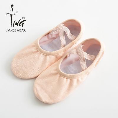 China Other Children's Elastic Ballet Dance Exercise Shoes Girls Dancing Cotton Canvas Shoes Raw Canvas for sale