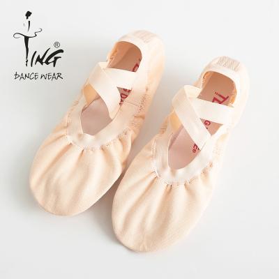 China Elastic Cat Mouth Canvas Customized Logo Claw Ballet Shoes Soft Sole Shoes For Adults And Children for sale