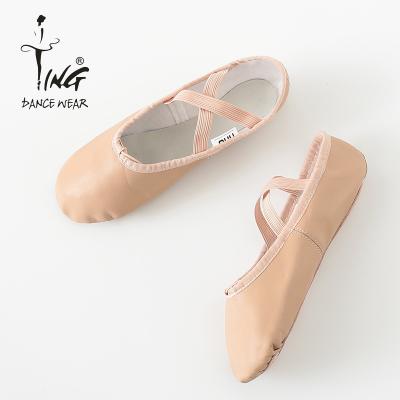 China PU Leather Soft Leather Single Straight Pink Ballet Shoes Girls Ballet Shoes PU Soft Leather Ballet Slippers for sale