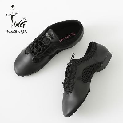 China Wholesale Mesh & Suede Leather Lace Up Mesh & Super Leather Jazz Dance Shoes for sale