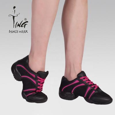 China New style of PU and mesh split sole dance sneakers for sale