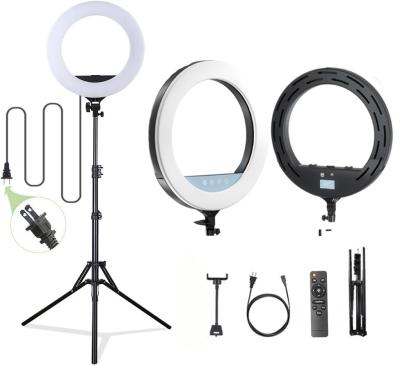 China Hot Sales 3 level brightness 18 inch professional big giant photography LED selfie ring light with tripod stand for sale