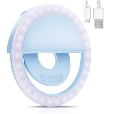 China Brightenlux Mobile Phone Led Selfie Ring Light Clip On , usb Rechargeable Circle Small Make Up Selfie Led Ring Light For Phone for sale