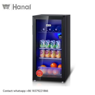 China 220v 90L/98L Adjustable Vertical Glass Door Beverage Cooler Refrigerator Upright Cooler for sale