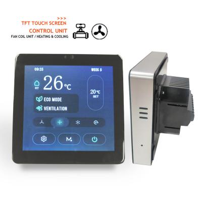 China Modern Smart WiFi Fan Coil Digital Temperature Control FCU TFT Display Wireless Thermostat for sale