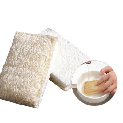 China Natural Biodegradable Topeco Loofah Loofah Dish Cellulose Sponge Pad Viable Wood Loofah Sponge Pulp for Kitchen for sale