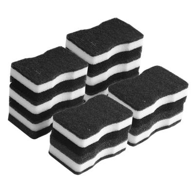 China Sustainable Topeco Black And White Cleaning Kitchen Sponges 3 Layers New Design Scrubber Low Price Durable Cleaning Pad for sale