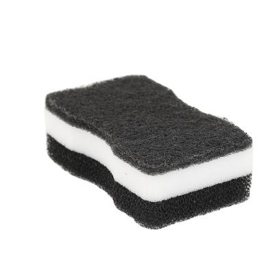 China Sustainable Topeco Wash Sponge Kitchen 3 Layers Compound Cleaning Scrubber White And Black PU Foam Scrubbing Pad for sale