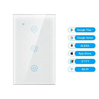 China High quality Smart Home System 1/2/3/4 bands US/AU standard wifi touch wall switch with crystal glass panel for New Zealand for sale