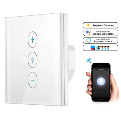 China 220V Radio Dimmer Wall Smart Home Electric Wifi Dimmer Smart Home System Vo Wifi LED Touch Switch Fireproof Glass Panel Alexa Compatible Light Home Electric Dimmer for sale