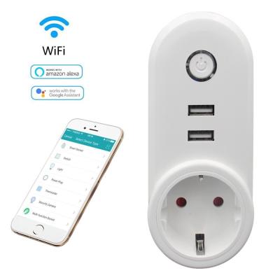 China EU 10A wall power socket residential/multipurpose wifi socket with USB outlet life Tuya APP smart timer voice control by xiaomi google home alexa for sale