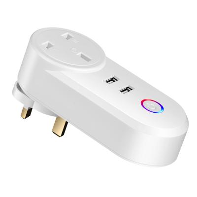 China Residential / Multi-Purpose Digital Plug Mobile Phone Charger WiFi Smart Plug 10A Dual-USB Ports Support Mobile APP Timing Alexa Plug wifi for UK market for sale