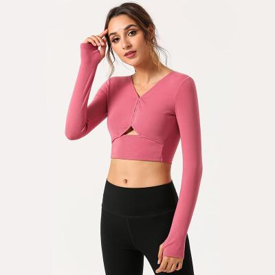 China Yoga Crop Wear Women's Winter Yoga Tops Sports Yoga Crop Long Sleeve Breathable Top Active Sportswear Quick Dry for sale