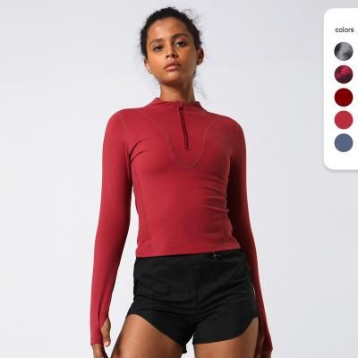 China Breathable Long Sleeves Workout Training Compression Crop Top Gym Women Sport T-Shirt for sale