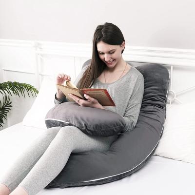 China Full Body 55 Inch Maternity PORTABLE U Shaped Sleeper Almohada Embarazada Full Body Memory Foam Velvet Pregnancy Pillow for sale