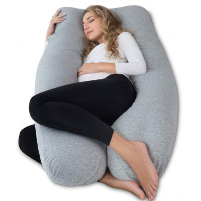 China Custom Anti-Static Pregnancy Side Sleeper 150x80cm 2.5 Kg Cooling Jersey Latex C Pregnancy Pillow Shredded Shape Maternity Pillow for sale