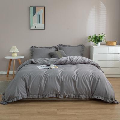 China Home Textile CLASSIC Hot Sale Home Amazon Princess Style Washed Ruffle Nordic Duvet Cover Sets for sale