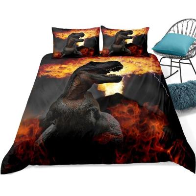 China High Quality Non-Toxic 3D Printing Flame Dragon Bedding Sheets Dinosaur Duvet Cover Kids Microfiber Comforter Sets for sale