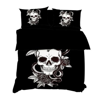 China CLASSIC Customized Printed Skull 3D Bedding Sets Soft Microfiber Home Duvet Cover for sale