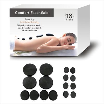 China Hot Wholesale Price 16pcs Stone Stone Massager Set Black Health Care Products Equipment Spa Energy Spa Skin Rejuvenation for sale