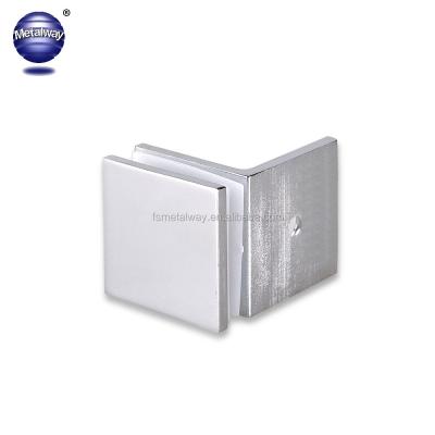 China Connect Glass 90 Degree Glass To Wall Fixing Bracket Corner Cut Zamac Square Edges for sale