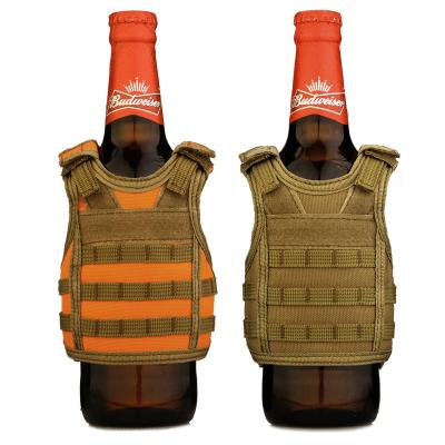 China Molle Camping Tactical Beer Bottle Invest Mini Water Bottle Cover Holder Beverage Cooler Wine Bottle Beer Military Hunting Vests for sale