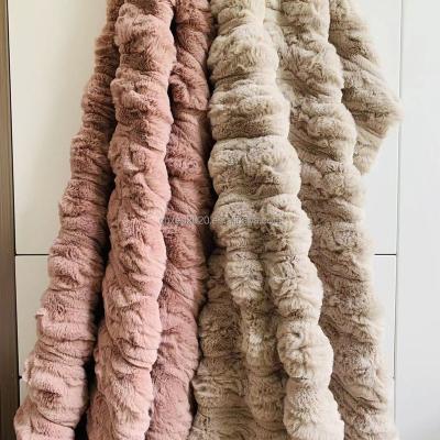 China Softness Designer Channeled Luxury Rabbit Faux Fur Faux Fur Throw Blanket for sale