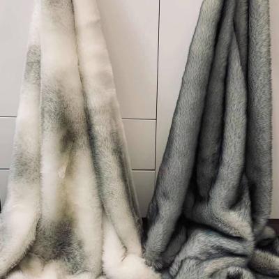 China Softness Cheap Gray Stripe Faux Fur Luxury Printed Throw Blanket for sale