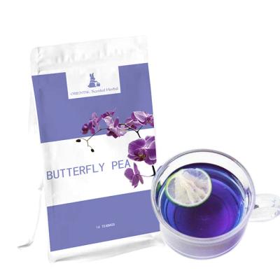 China Tea Bags Customized Organic Dried Blue Butterfly Bean Flower Butterfly Pea Tea Dried Flower for sale