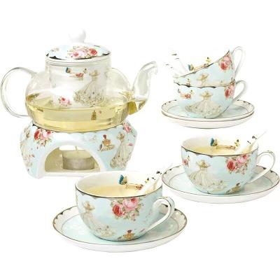 China Sustainable 15pcs/set Porcelain Tea Sets With Ceramic Spoon Teapot And Teacup Cup Set for sale