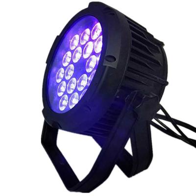 China Aluminum Casting Housing Led Par Slim Led Par 18w 6in1 18pcs ip65 LED Flat UV Waterproof RGBW DMX Par DMX Light Outdoor Silent for sale