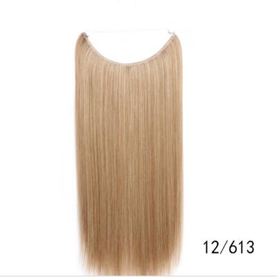 China Silky straight wave hair extension with micro bead on fish wire, best wholesale high quality halo crown hair extensions for sale