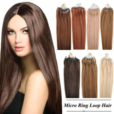 China Wholesale High Quality Silky Straight Wave Pre Bonded Ring Type Ring Loop Hair Extensions Virgin Human Hair Easy Weave Micro Hair Extensions for sale