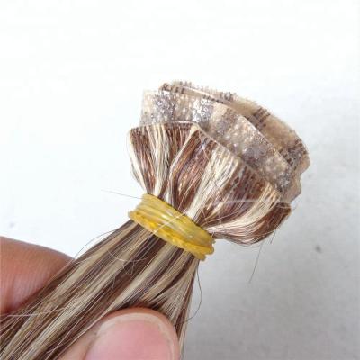 China Body Wave Hand Tied Skin Weft , PU Skin Tape Hair Extension / Hand Tied 100% Indian Remy for sale