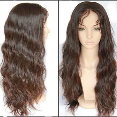 China Long Natural Wavy Indian Remy Human Hair Full Lace Wig for sale