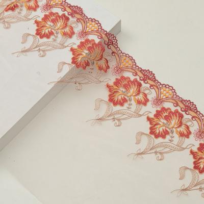 China Wholesale Water Soluble French Sunbloom Embroidery Wedding Trim Decorative Ribbon Lace Up Tulle Mesh Lace For Cotton Embroidered Accessories for sale