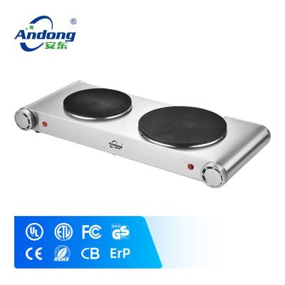 China Temperature Adjustable Anton Double Burner Electric Cooking Stove 2000W Hot Plate With CE GS for sale