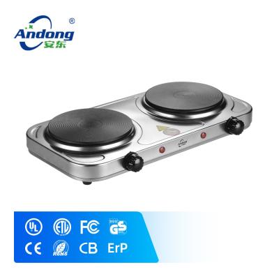 China Hotel Home Kitchen Square Stainless Steel Electric Stove 2 Dish Cooker 2000w Hot Solid Baking Pan for sale