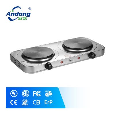 China Rv 2000 Watt Double Heating Hot Plate Electric Cooking Plate Burner Stainless Steel Electric Stove for sale