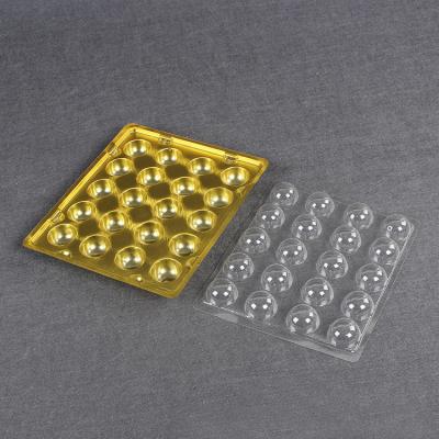 China PET / PVC Gold Coated Disposable Gold Blister Tray Chocolate With Lid for sale