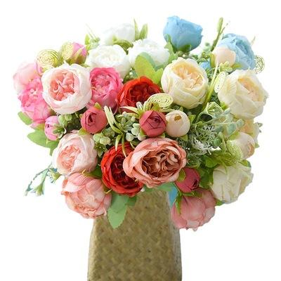 China Durable Home Decorative Cheap Silk Peony Bouquet Wedding Artificial Flowers for sale