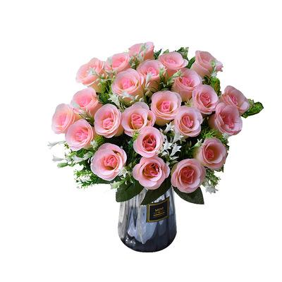 China Durable 24 Heads Wedding Decoration Artificial Rose Bud Home Flower for sale