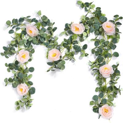 China Decorative and Eco-friendly Hot Sale Gift Home Wedding Braid Silk White Red Roses Garland Artificial Decorative Flowers for sale