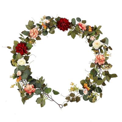 China Luxury Colorful Artificial Decorative Flowers Rose Garland Rattan Home Wedding Decor Super Quality Decorative and Eco-friendly for sale